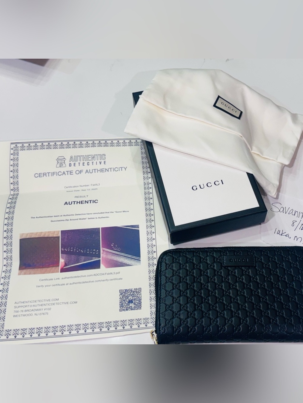 Gucci Black Embossed Leather Zip-Around Wallet